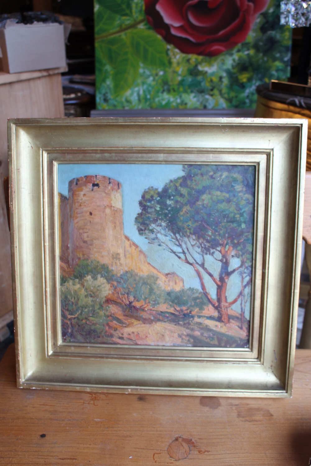 Bild auf Leinwand mit Goldrahmen